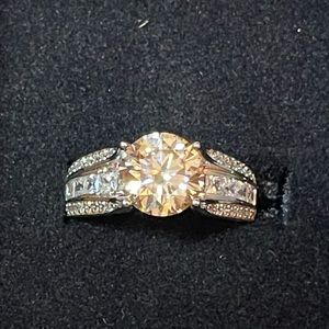 Champagne Moissanite Tound Channel Ring